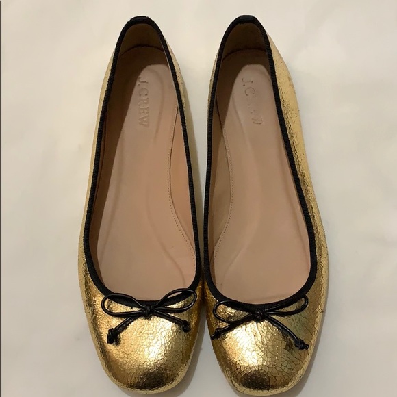 j crew gold flats